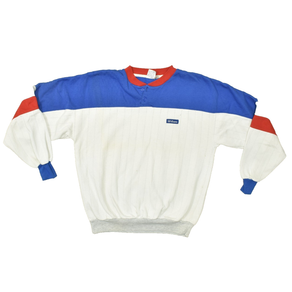 Vintage Wilson Men's Regular Size M Colorblock Crewneck Sweater 80s W/ Stain